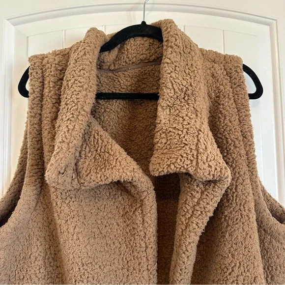 FUZZY TEDDY style oversized open front vest super soft super cozy women's XXL - Picture 2 of 6